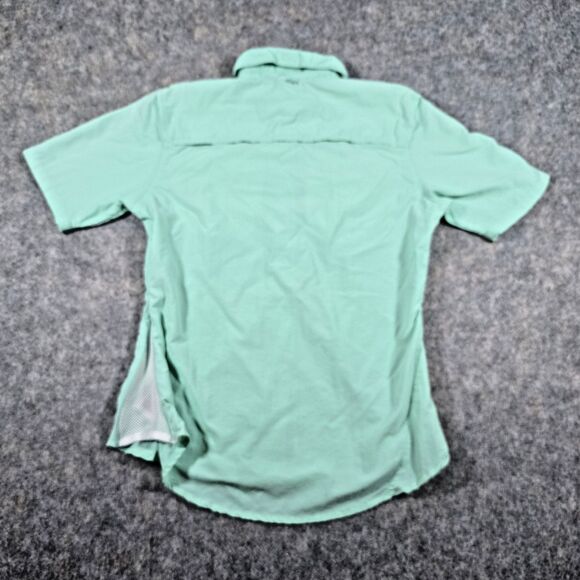 Womens World Wide Sportsman Aqua Blue Fishing Shirt Size Small Short Sleeve - Picture 2 of 9